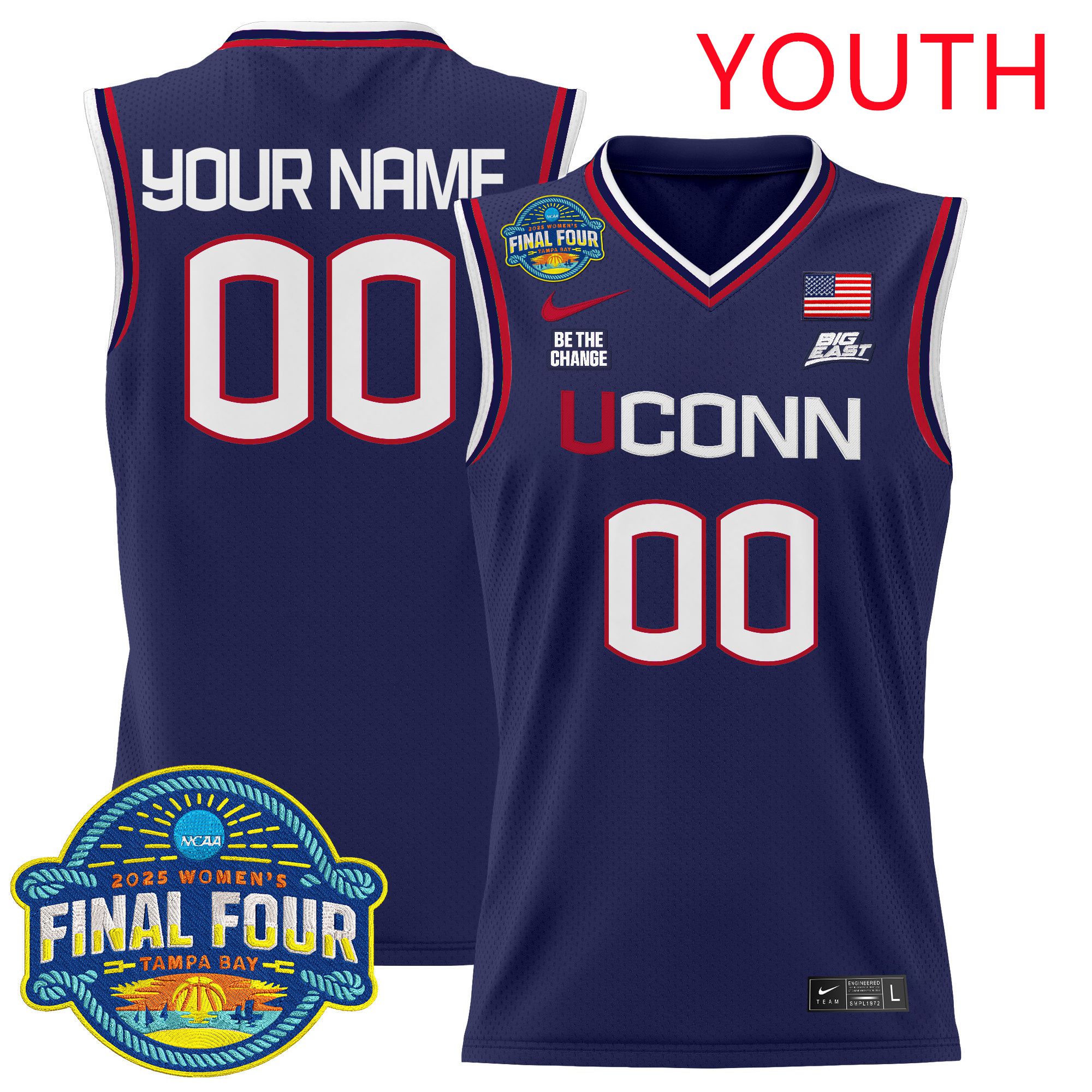 Youth UConn Huskies Purple Nike 2025 Big Eat Final Four Patch Lightweight Basketball Custom NCAA Jersey